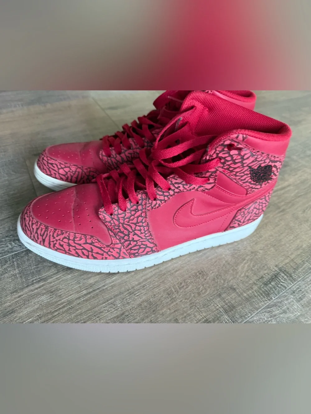 Jordan Men's Red High-Top Sneakers with Elephant Print